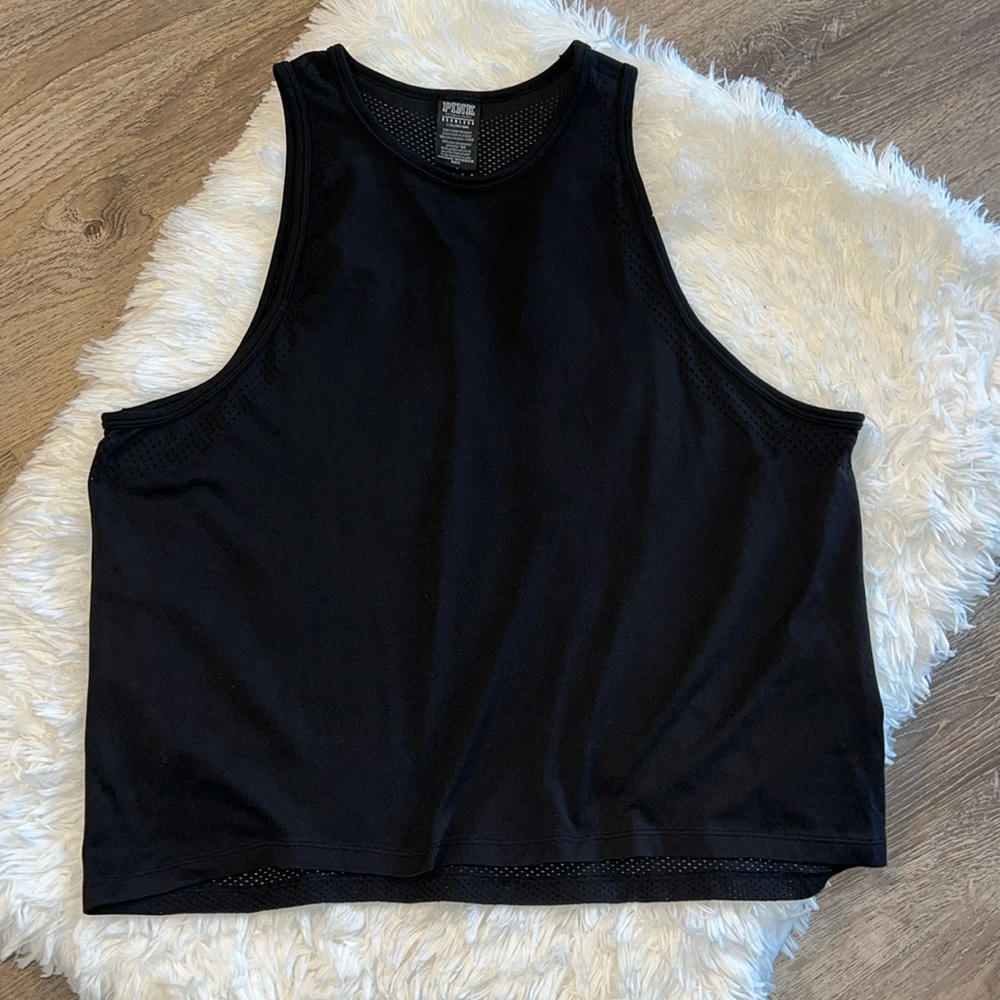 VS PINK Black Mesh Muscle Tank - Large